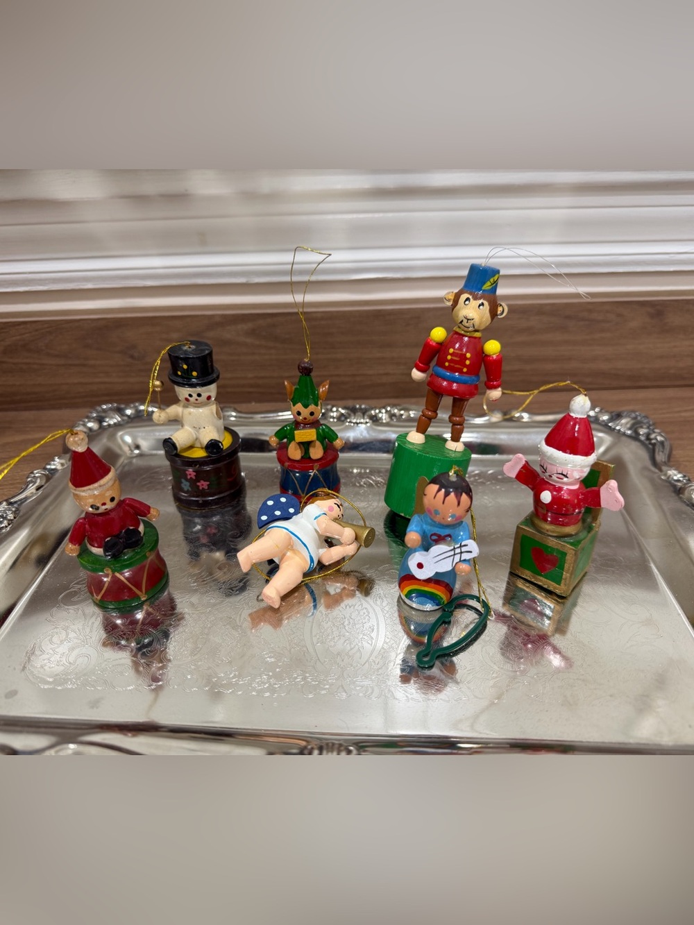 7 Vintage Wooden Christmas Ornaments